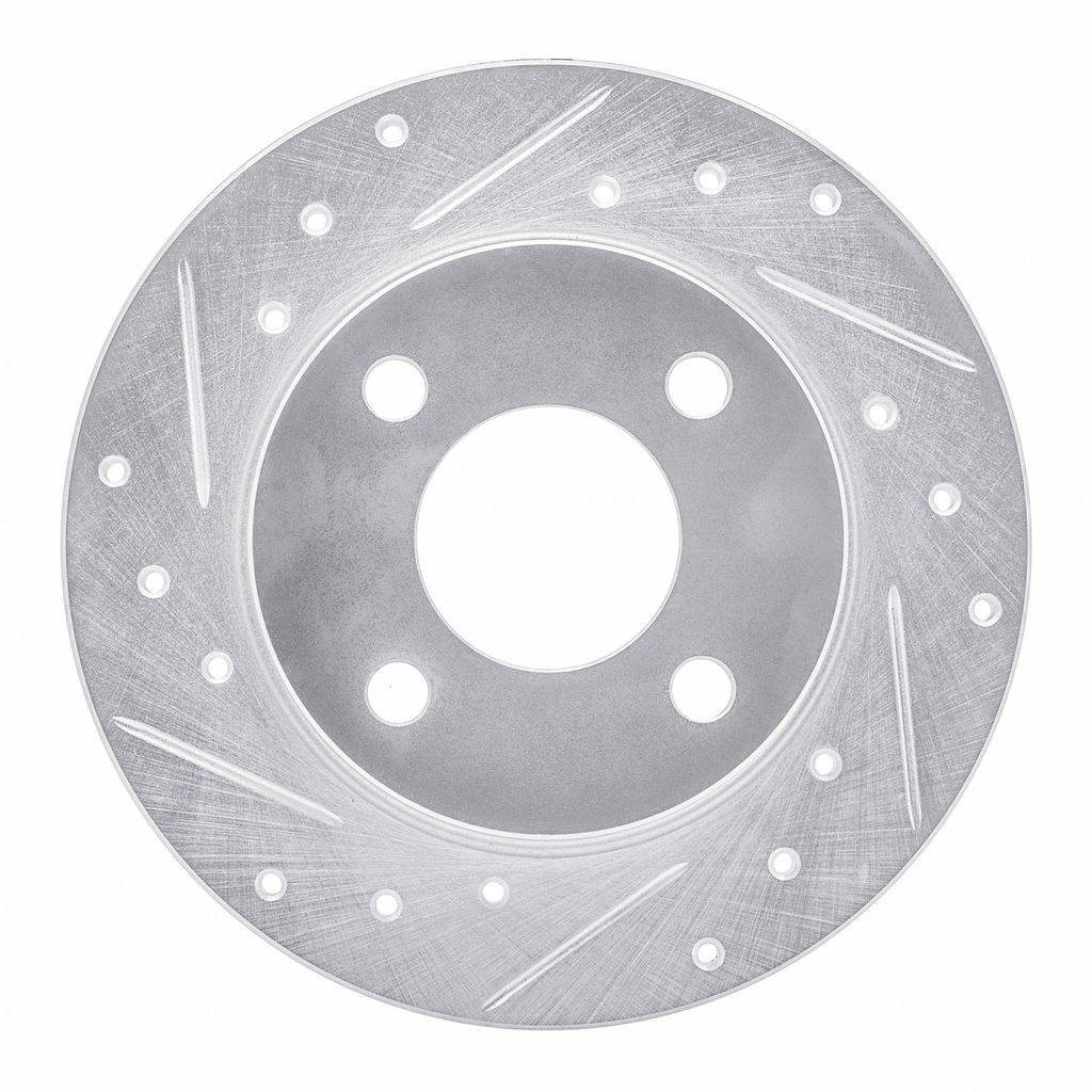 Dynamic Friction 631-40021L - Drilled and Slotted Silver Zinc Brake Rotor