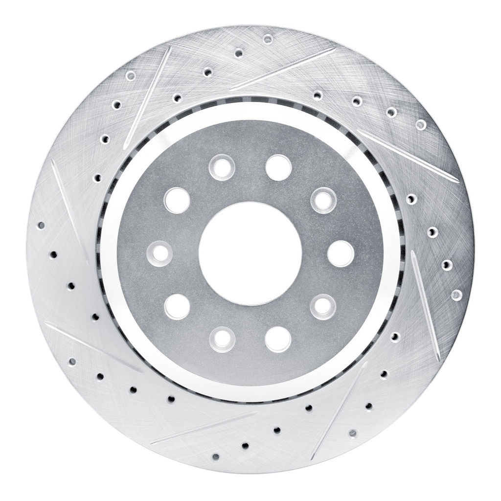 Dynamic Friction 631-42043L - Drilled and Slotted Silver Zinc Brake Rotor