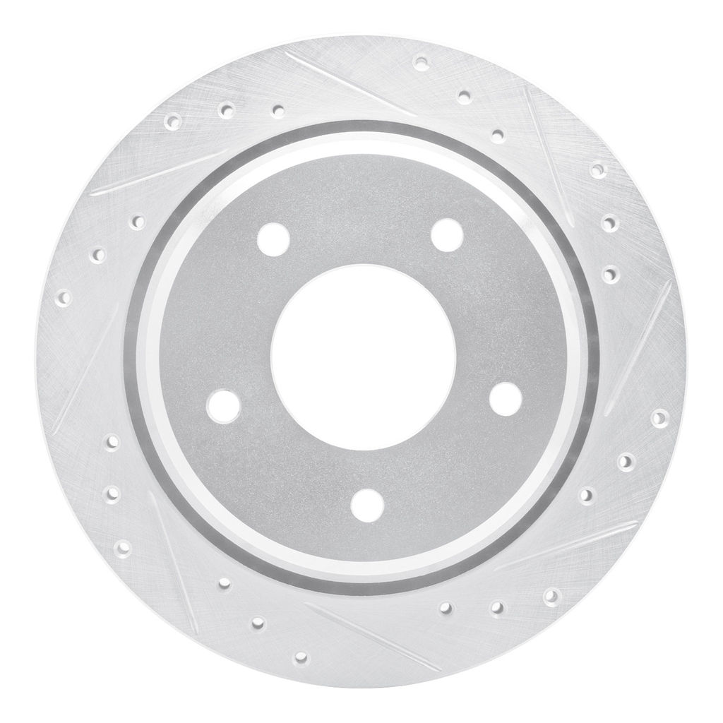 Dynamic Friction 631-47027R - Drilled and Slotted Silver Zinc Brake Rotor