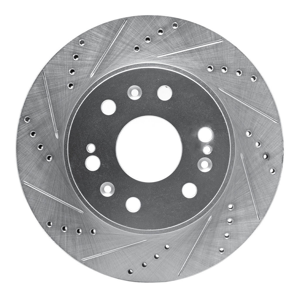 Dynamic Friction 631-48050L - Drilled and Slotted Silver Zinc Brake Rotor