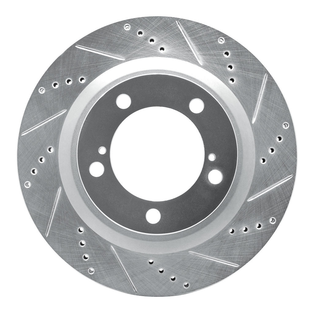 Dynamic Friction 631-76136R - Drilled and Slotted Silver Zinc Brake Rotor