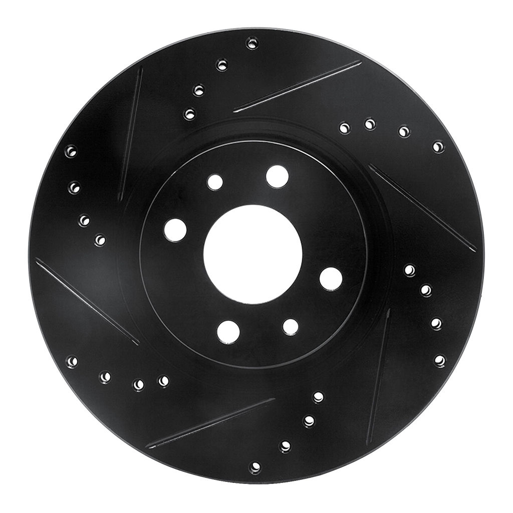 Dynamic Friction 633-07004L - Drilled and Slotted Black Zinc Brake Rotor