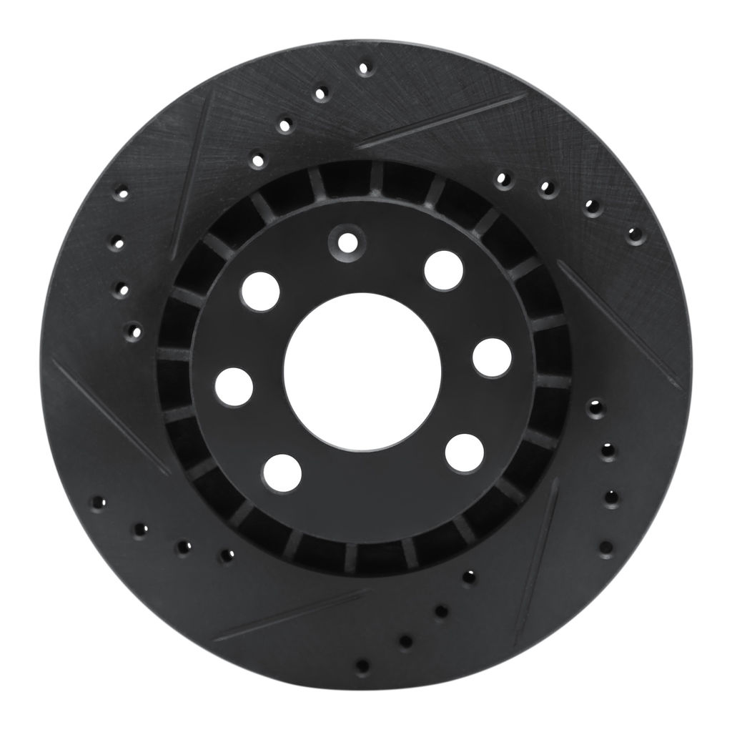 Dynamic Friction 633-18000L - Drilled and Slotted Black Zinc Brake Rotor