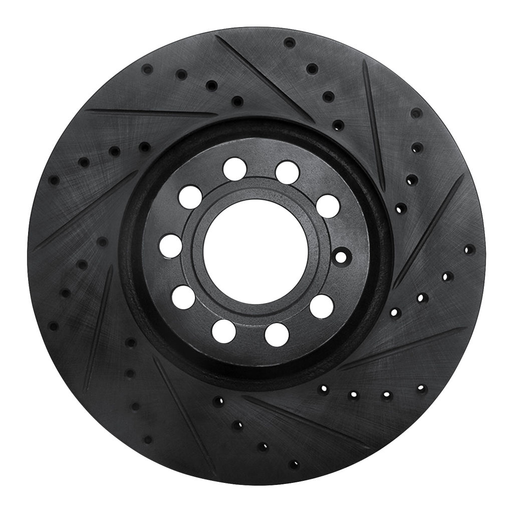 Dynamic Friction 633-73044R - Drilled and Slotted Black Zinc Brake Rotor