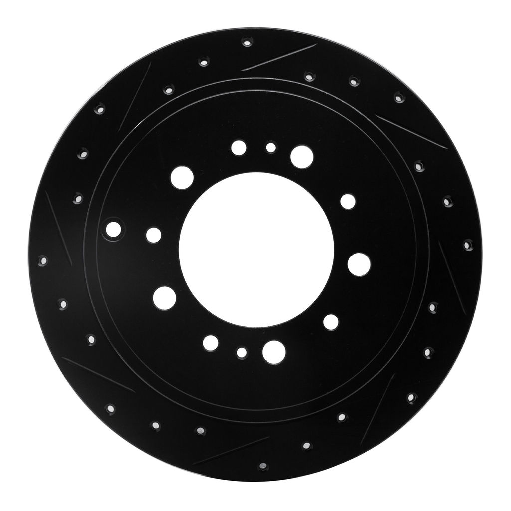 Dynamic Friction 633-76137L - Drilled and Slotted Black Zinc Brake Rotor