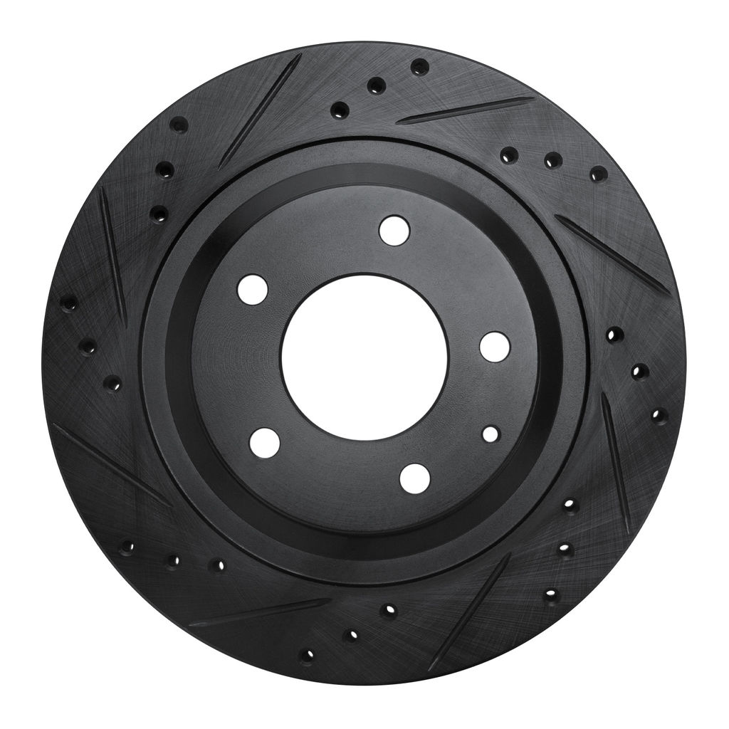 Dynamic Friction 633-80032L - Drilled and Slotted Black Zinc Brake Rotor
