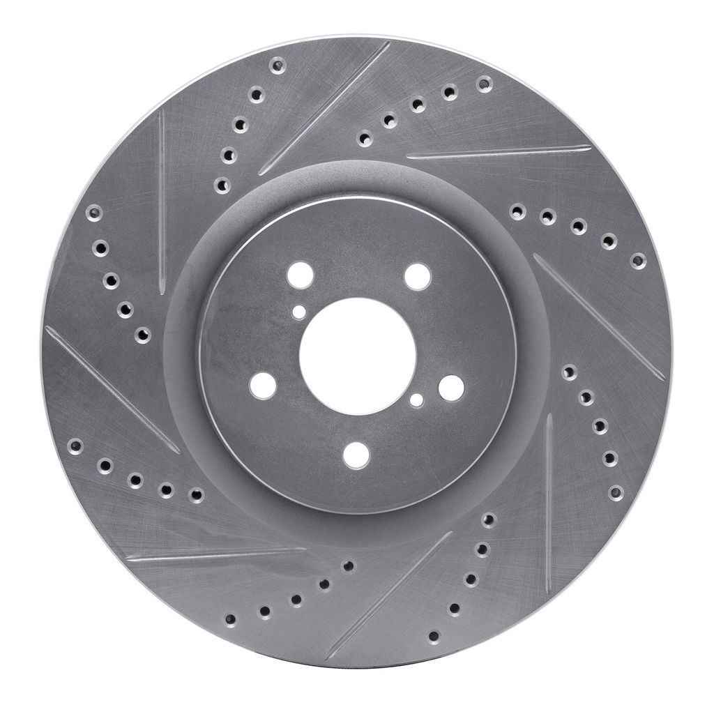 Dynamic Friction 631-13014L - Drilled and Slotted Silver Zinc Brake Rotor