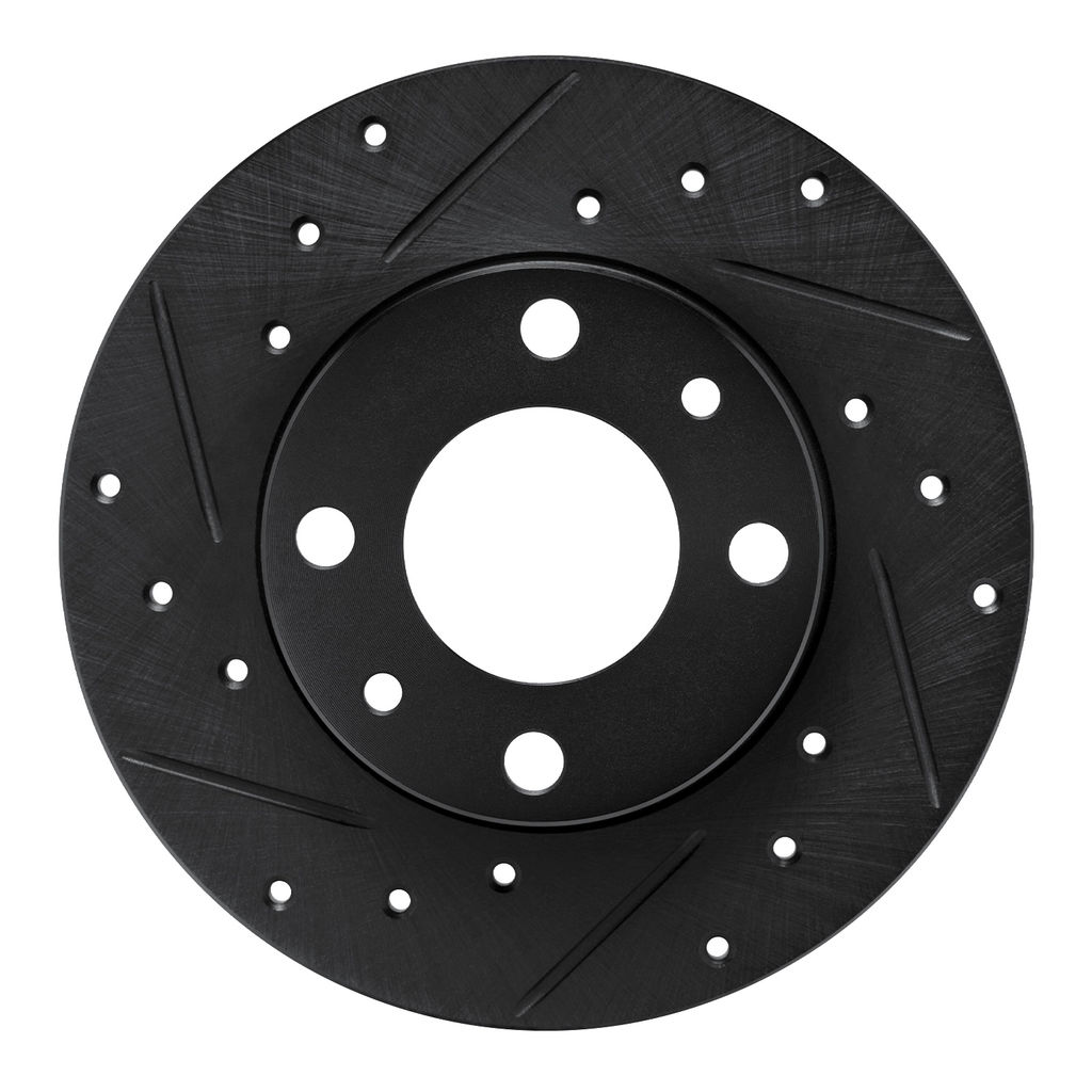 Dynamic Friction 633-07000L - Drilled and Slotted Black Zinc Brake Rotor