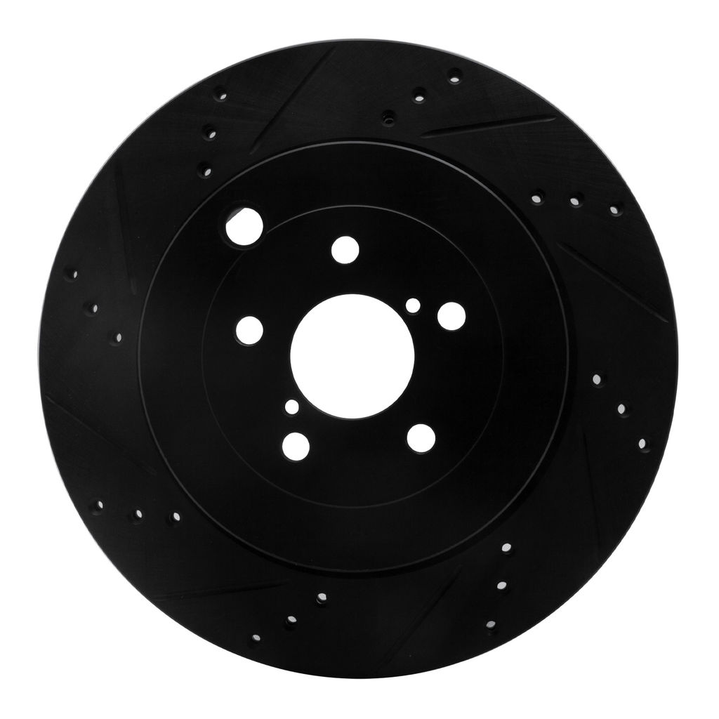 Dynamic Friction 633-13040L - Drilled and Slotted Black Zinc Brake Rotor