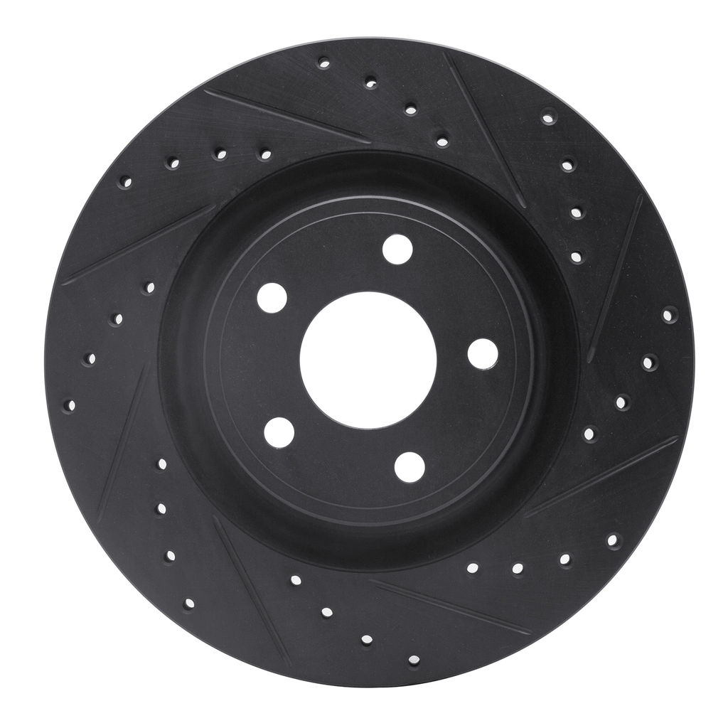 Dynamic Friction 633-47037R - Drilled and Slotted Black Zinc Brake Rotor