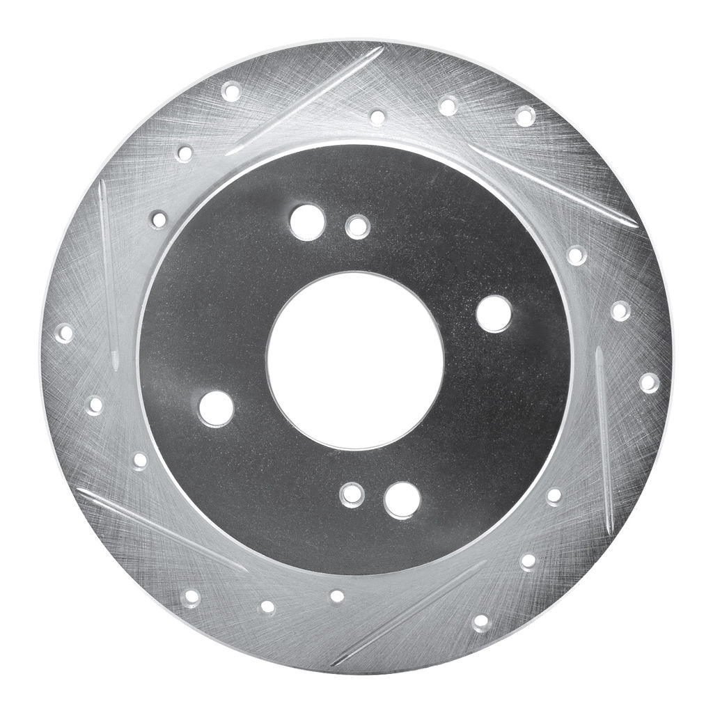 Dynamic Friction 631-67012L - Drilled and Slotted Silver Zinc Brake Rotor
