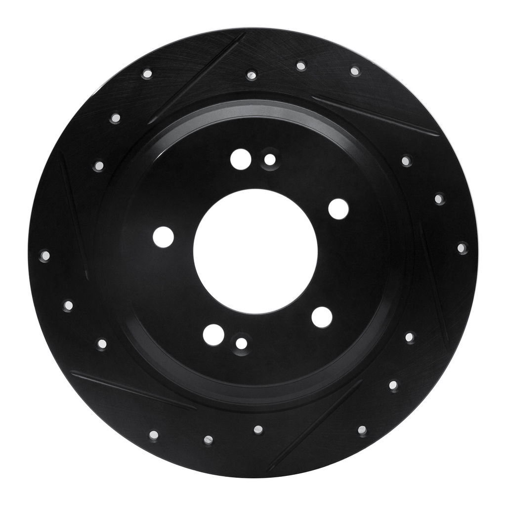 Dynamic Friction 633-21014L - Drilled and Slotted Black Zinc Brake Rotor