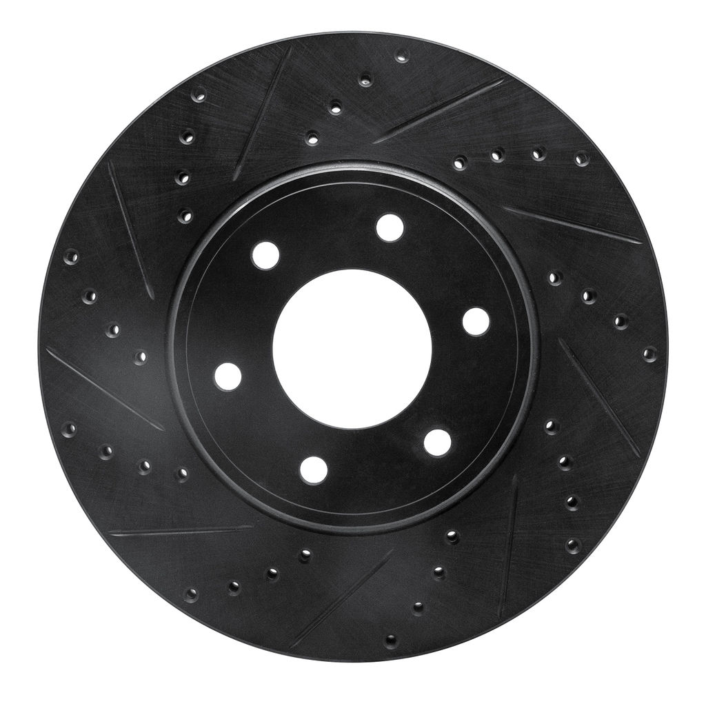 Dynamic Friction 633-47069L - Drilled and Slotted Black Zinc Brake Rotor