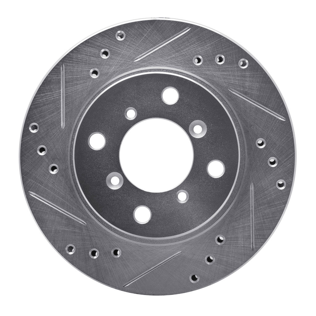 Dynamic Friction 631-01002L - Drilled and Slotted Silver Zinc Brake Rotor