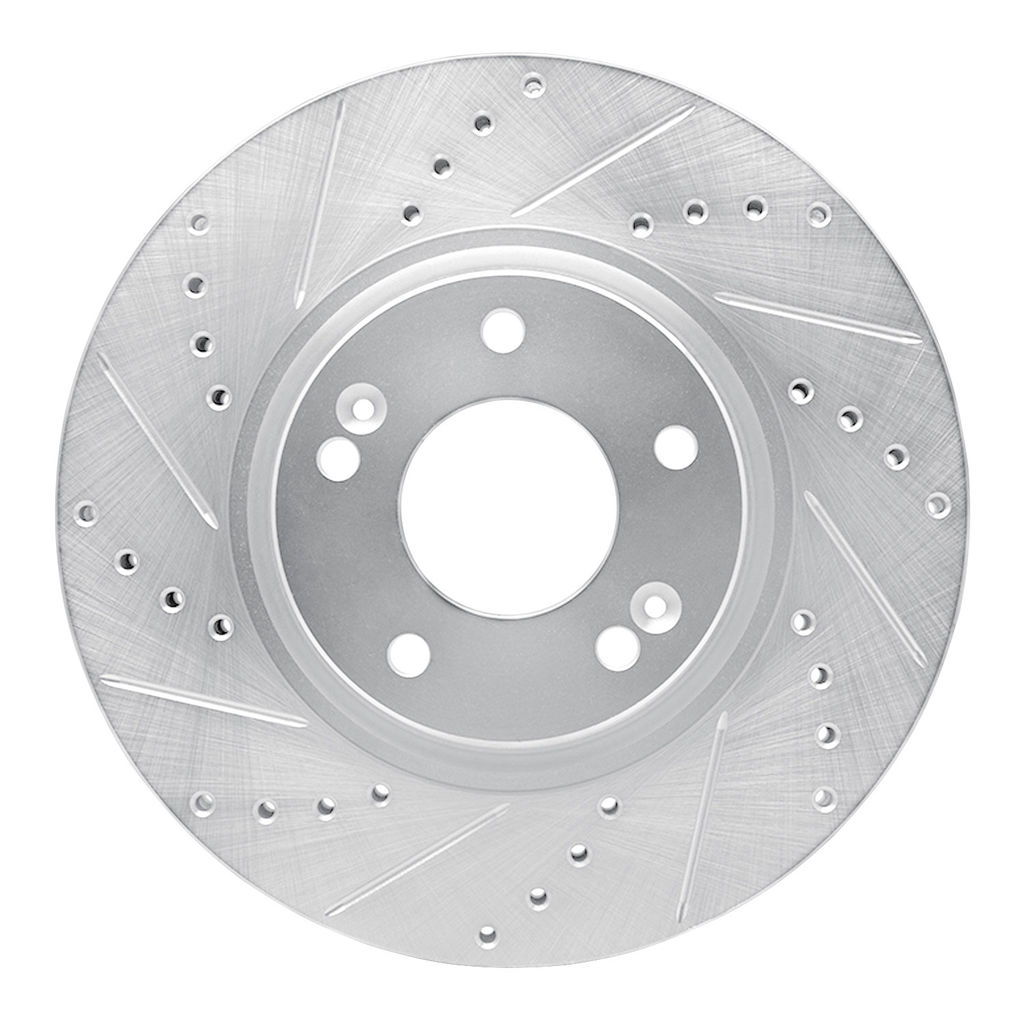 Dynamic Friction 631-03019L - Drilled and Slotted Silver Zinc Brake Rotor