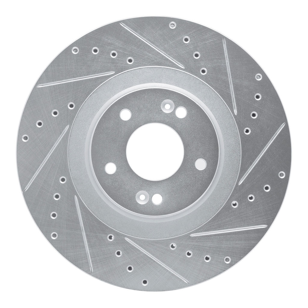 Dynamic Friction 631-21044R - Drilled and Slotted Silver Zinc Brake Rotor