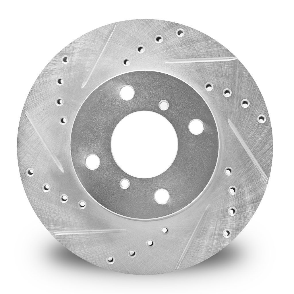 Dynamic Friction 631-40063L - Drilled and Slotted Silver Zinc Brake Rotor