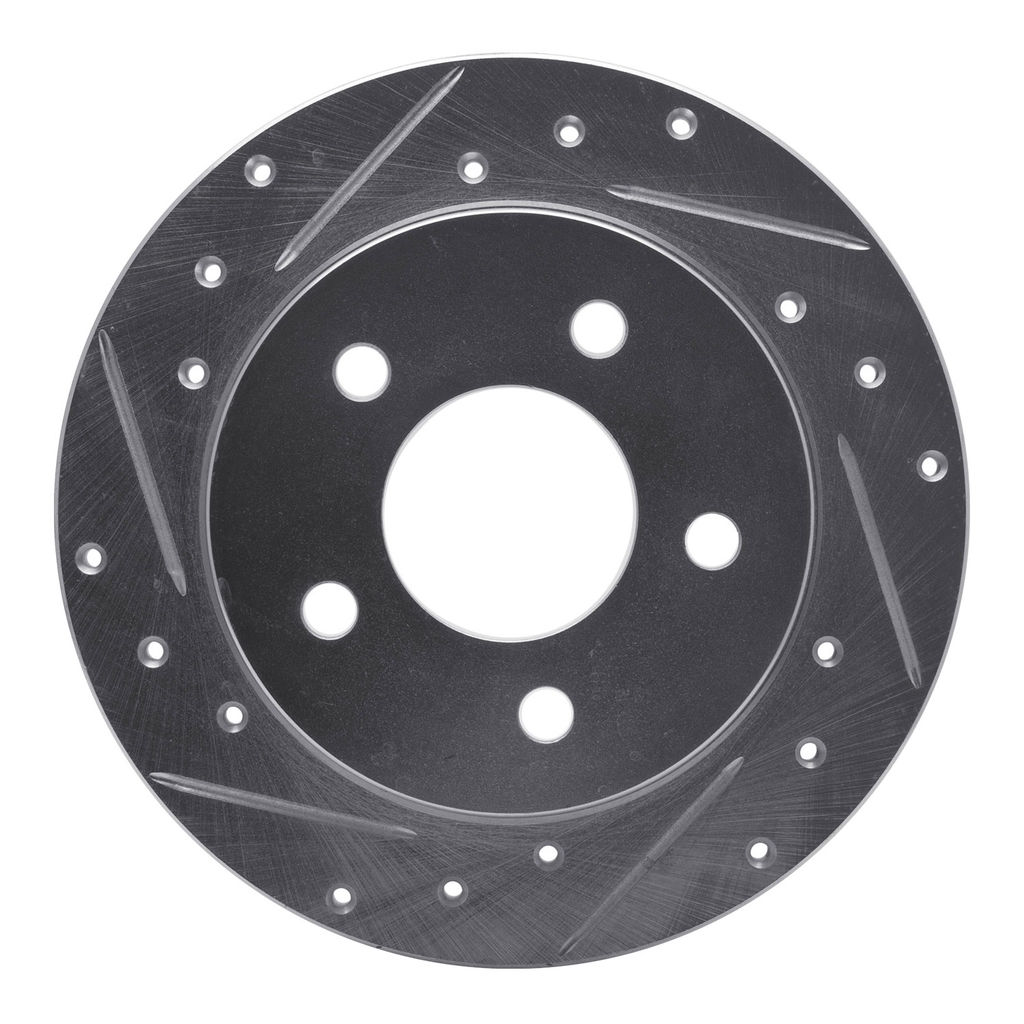 Dynamic Friction 631-54034L - Drilled and Slotted Silver Zinc Brake Rotor