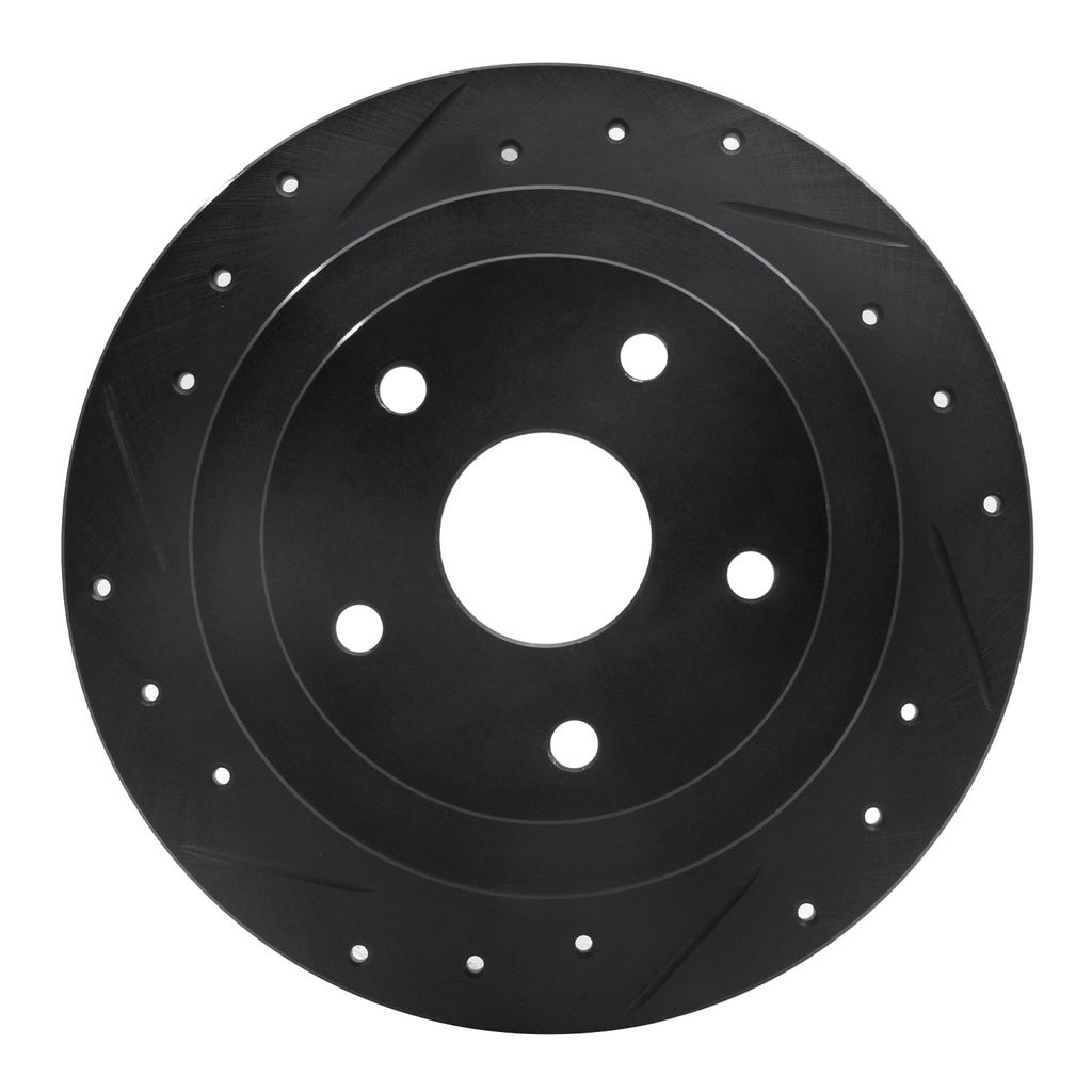 Dynamic Friction 633-13012L - Drilled and Slotted Black Zinc Brake Rotor