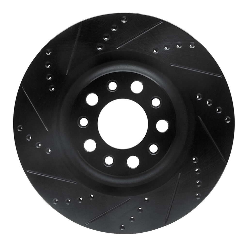 Dynamic Friction 633-16013L - Drilled and Slotted Black Zinc Brake Rotor