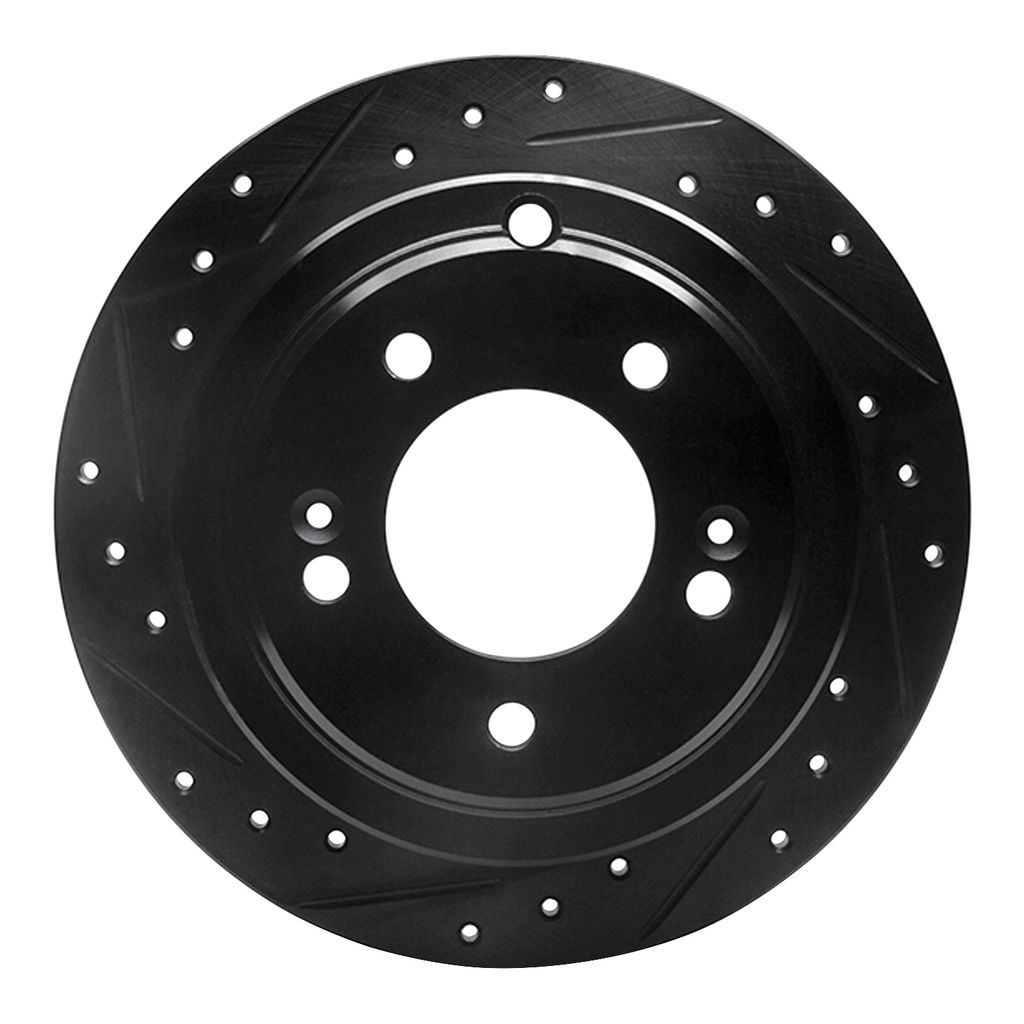 Dynamic Friction 633-21017L - Drilled and Slotted Black Zinc Brake Rotor