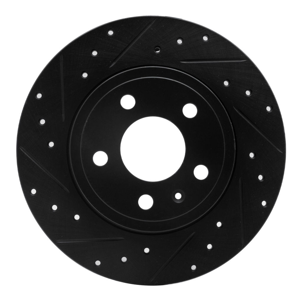 Dynamic Friction 633-73037L - Drilled and Slotted Black Zinc Brake Rotor