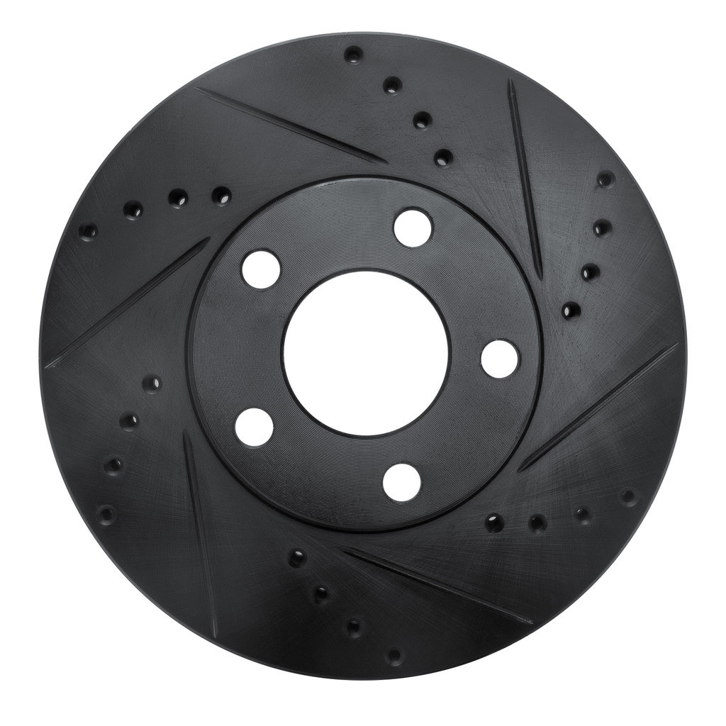 Dynamic Friction 633-74017R - Drilled and Slotted Black Zinc Brake Rotor