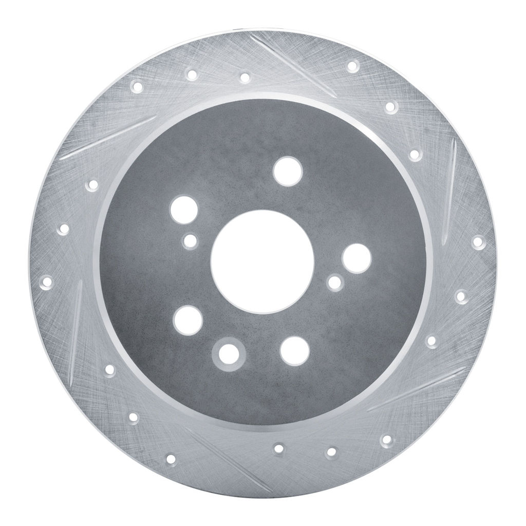 Dynamic Friction 631-76029R - Drilled and Slotted Silver Zinc Brake Rotor