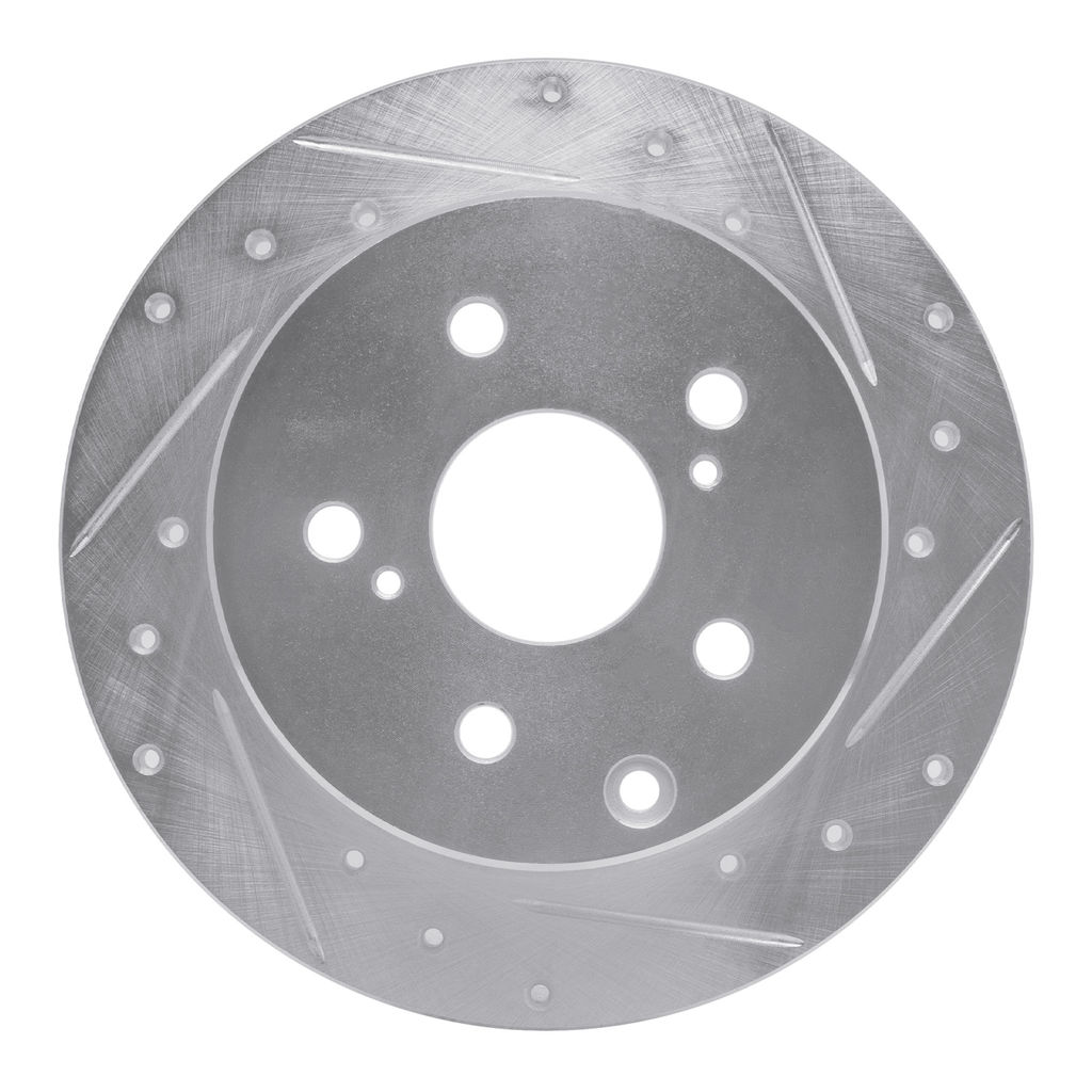 Dynamic Friction 631-76134R - Drilled and Slotted Silver Zinc Brake Rotor