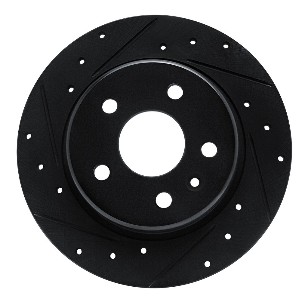 Dynamic Friction 633-47052L - Drilled and Slotted Black Zinc Brake Rotor
