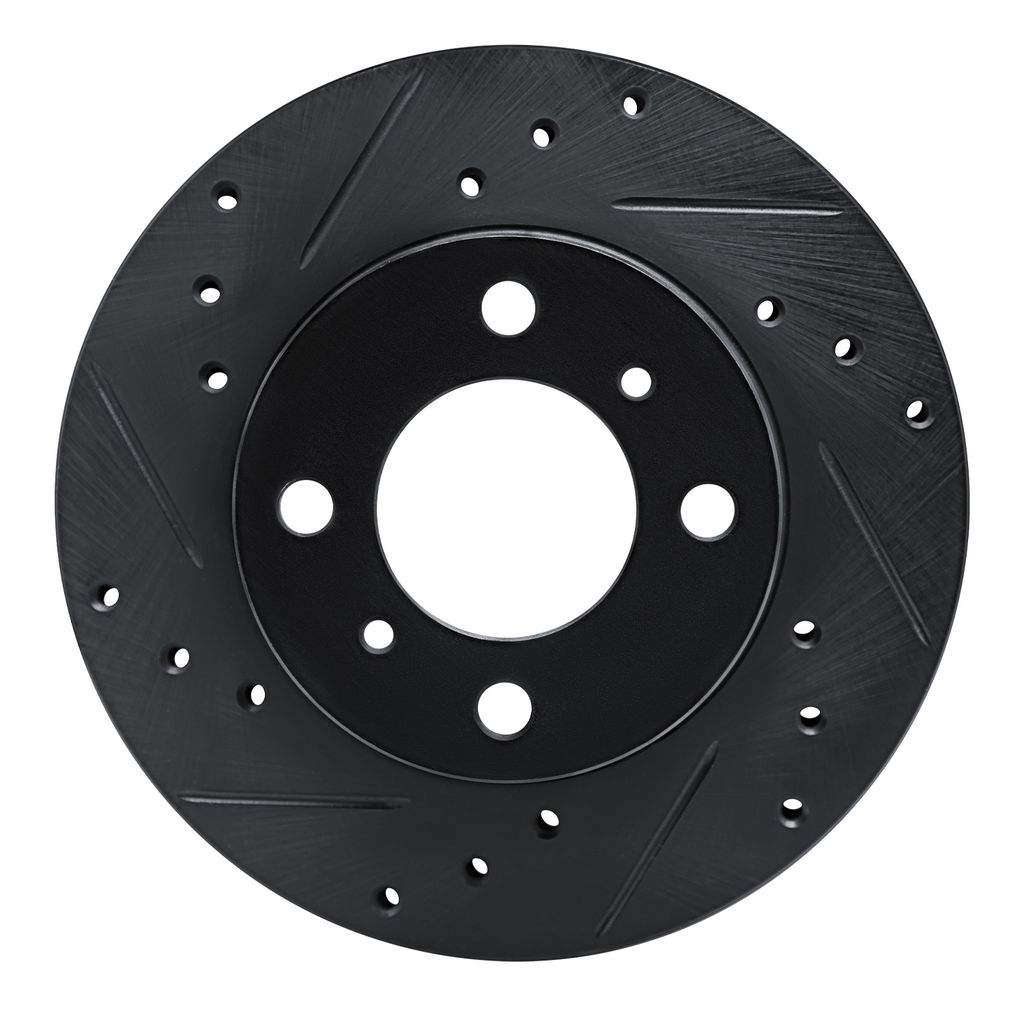 Dynamic Friction 633-72024L - Drilled and Slotted Black Zinc Brake Rotor