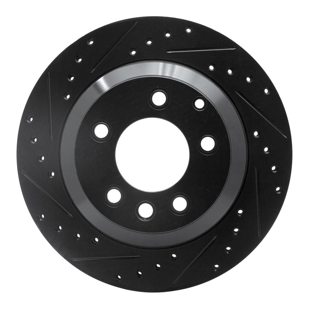 Dynamic Friction 633-74048L - Drilled and Slotted Black Zinc Brake Rotor