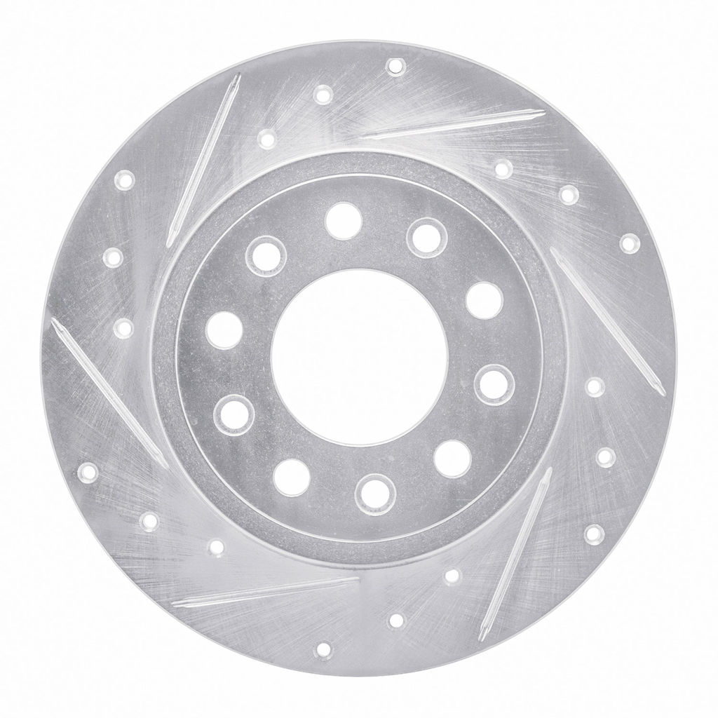 Dynamic Friction 631-40030L - Drilled and Slotted Silver Zinc Brake Rotor