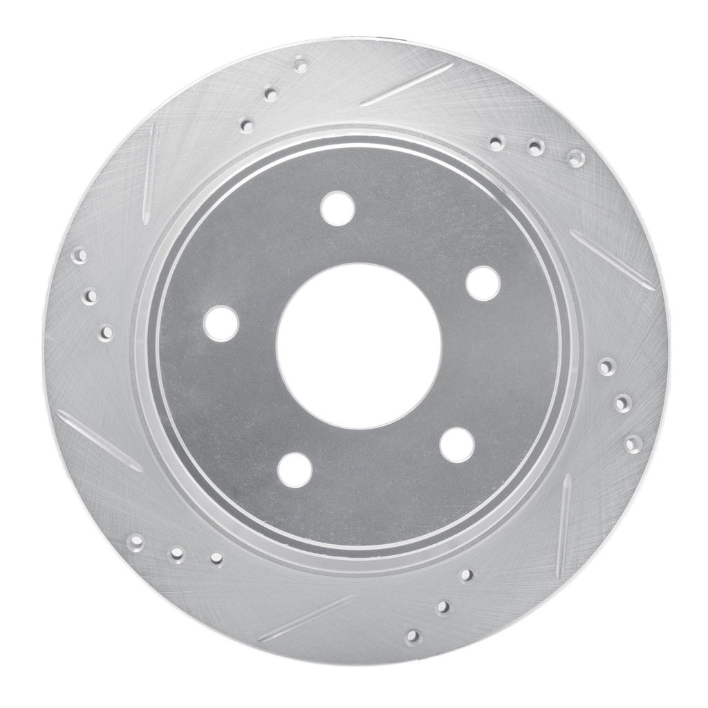 Dynamic Friction 631-48032L - Drilled and Slotted Silver Zinc Brake Rotor