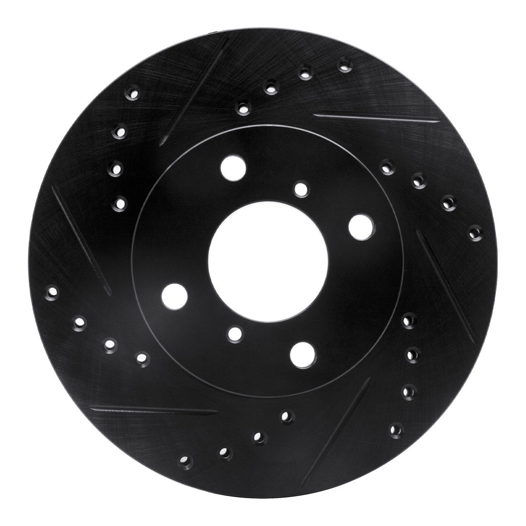 Dynamic Friction 633-01003L - Drilled and Slotted Black Zinc Brake Rotor