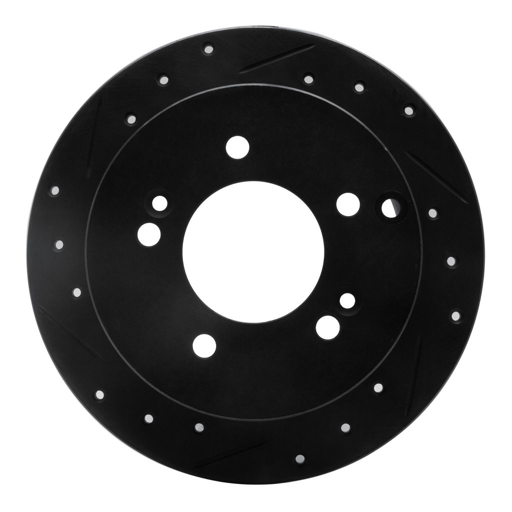 Dynamic Friction 633-03014L - Drilled and Slotted Black Zinc Brake Rotor