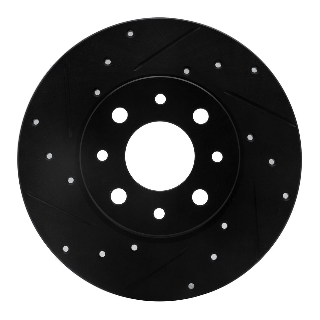Dynamic Friction 633-07005L - Drilled and Slotted Black Zinc Brake Rotor