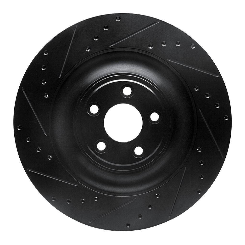 Dynamic Friction 633-20027L - Drilled and Slotted Black Zinc Brake Rotor