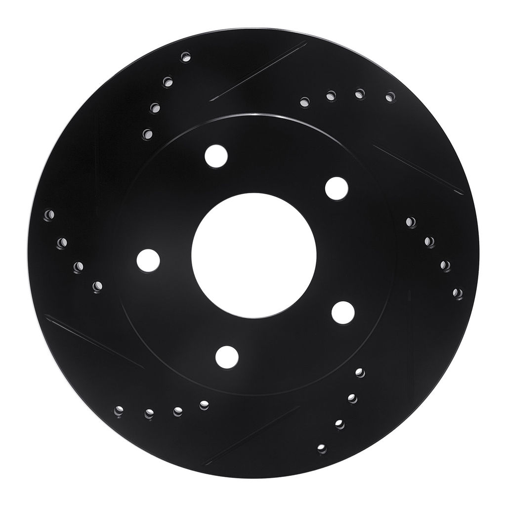 Dynamic Friction 633-48005L - Drilled and Slotted Black Zinc Brake Rotor