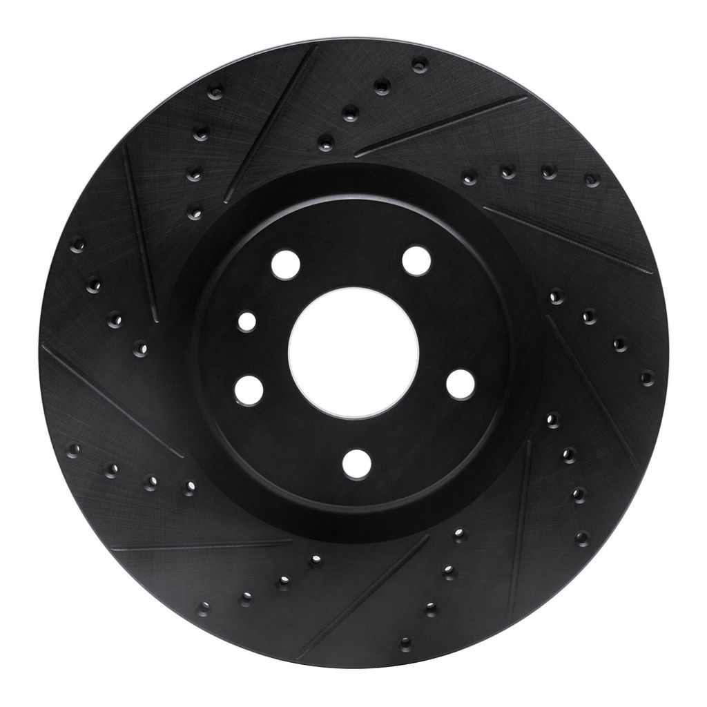 Dynamic Friction 633-54073L - Drilled and Slotted Black Zinc Brake Rotor
