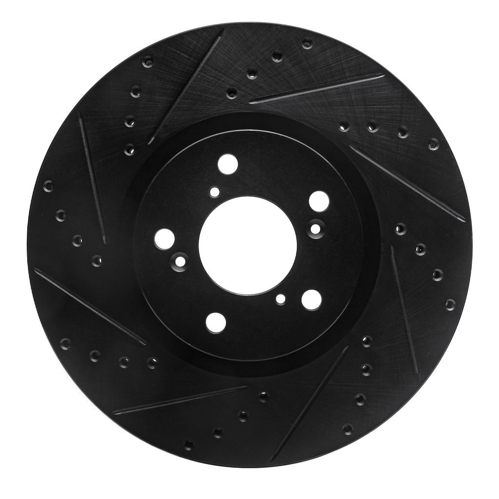 Dynamic Friction 633-59053L - Drilled and Slotted Black Zinc Brake Rotor