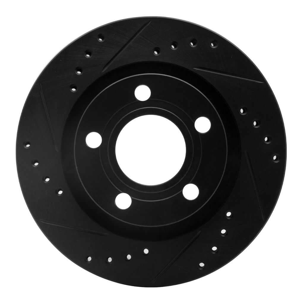 Dynamic Friction 633-74023L - Drilled and Slotted Black Zinc Brake Rotor