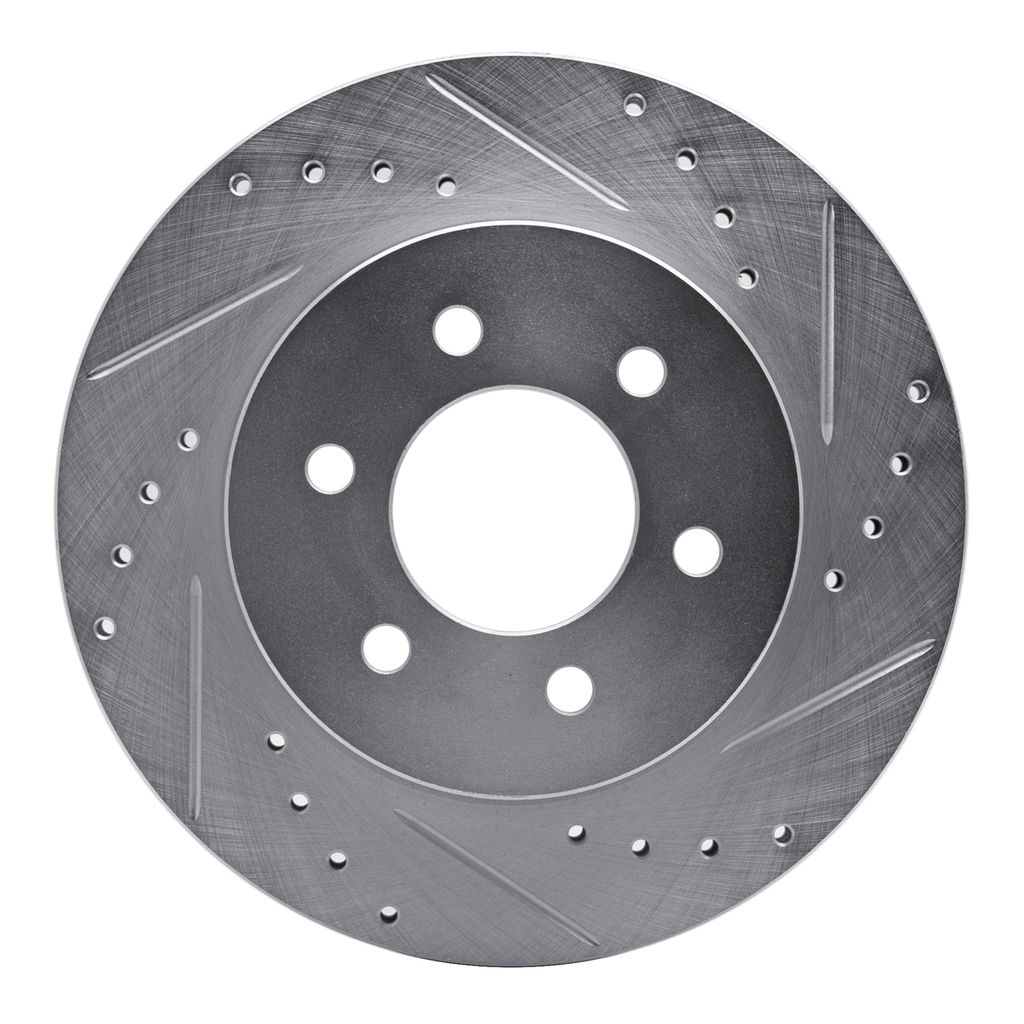 Dynamic Friction 631-40084R - Drilled and Slotted Silver Zinc Brake Rotor