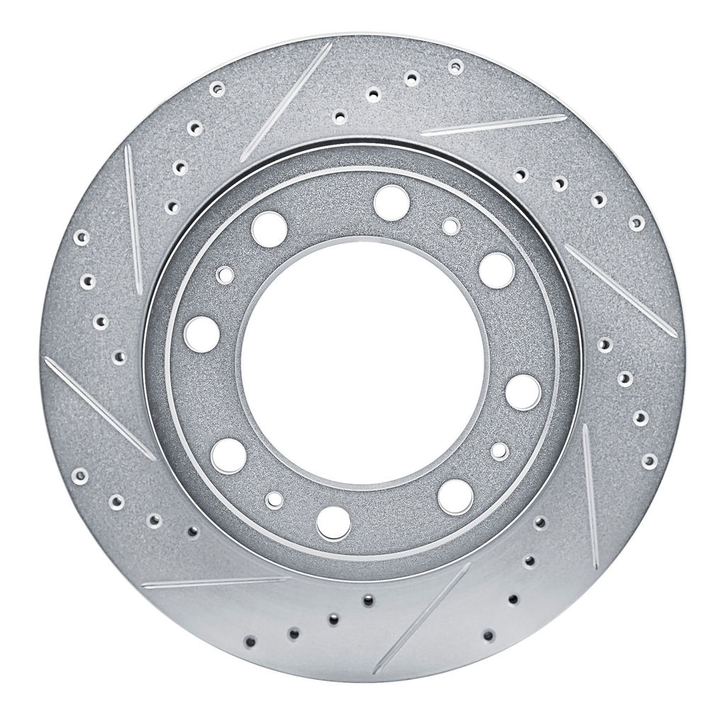Dynamic Friction 631-40122L - Drilled and Slotted Silver Zinc Brake Rotor