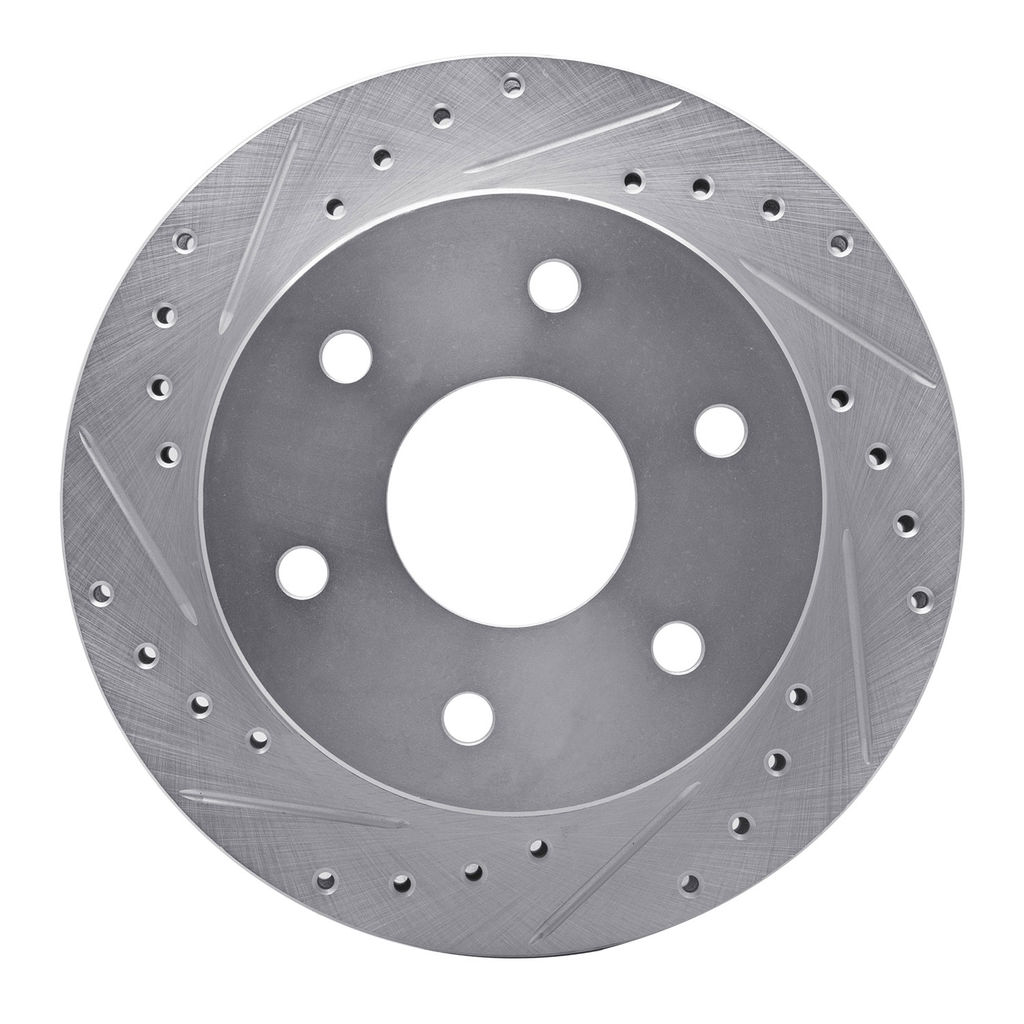 Dynamic Friction 631-48008L - Drilled and Slotted Silver Zinc Brake Rotor