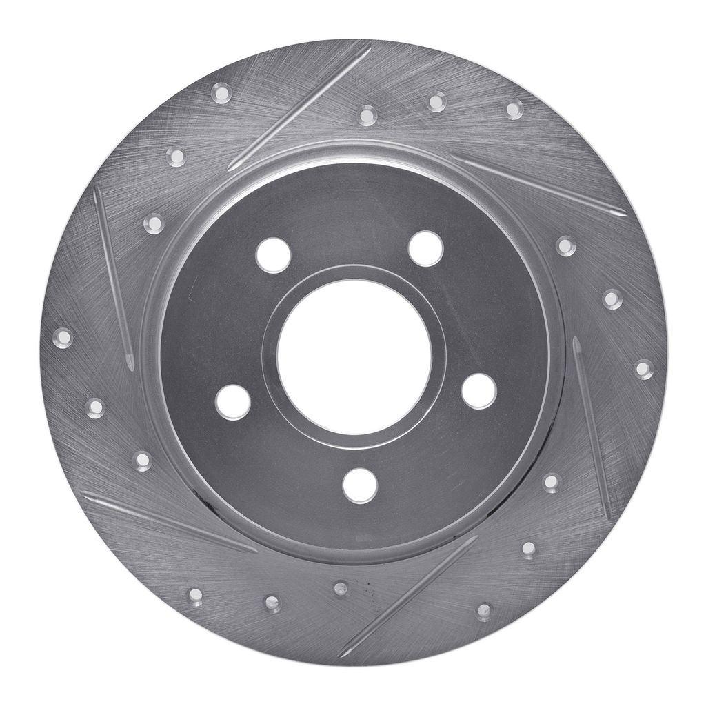 Dynamic Friction 631-54066L - Drilled and Slotted Silver Zinc Brake Rotor