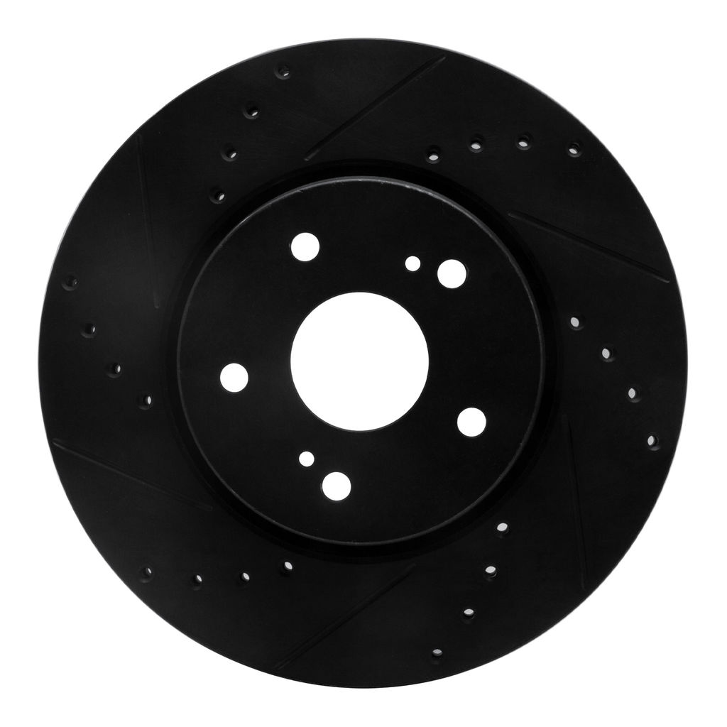 Dynamic Friction 633-01007L - Drilled and Slotted Black Zinc Brake Rotor