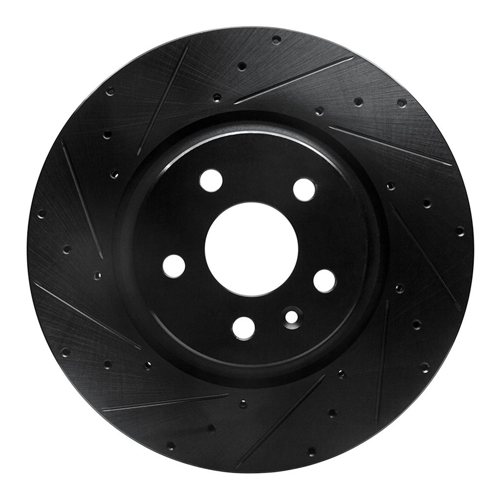 Dynamic Friction 633-26001L - Drilled and Slotted Black Zinc Brake Rotor