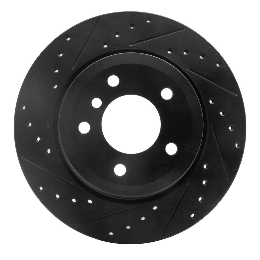 Dynamic Friction 633-31075L - Drilled and Slotted Black Zinc Brake Rotor