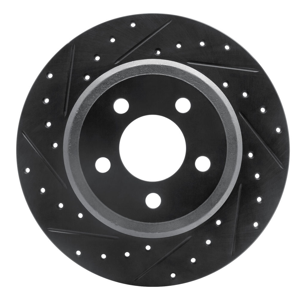 Dynamic Friction 633-39016L - Drilled and Slotted Black Zinc Brake Rotor